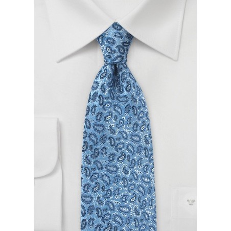 Micro Paisley Silk Tie in Country Blue