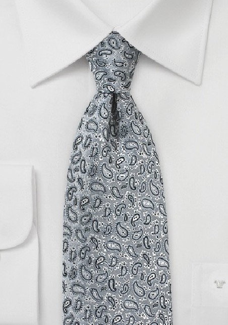 Micro Paisley Tie in Dove Gray