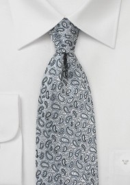 Micro Paisley Tie in Dove Gray
