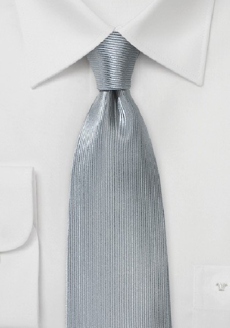 Corduroy Silk Tie in Metallic Silver