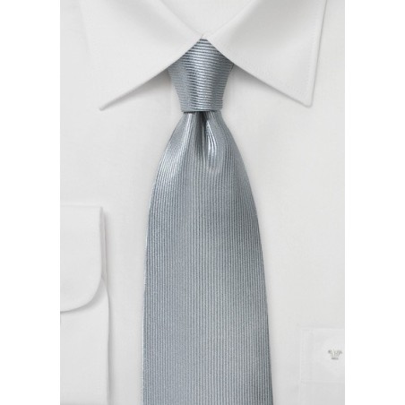 Corduroy Silk Tie in Metallic Silver