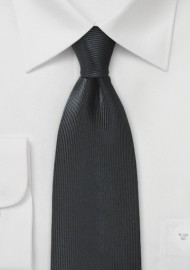 Ribbed Textured Silk Tie in Jet Black