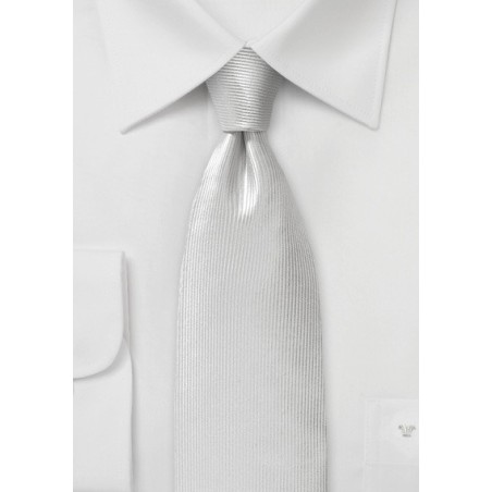 White Ribb Textured Silk Necktie