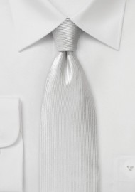 White Ribb Textured Silk Necktie