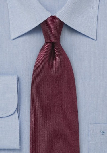 Vertical Ribbed Tie in Oxblood Red