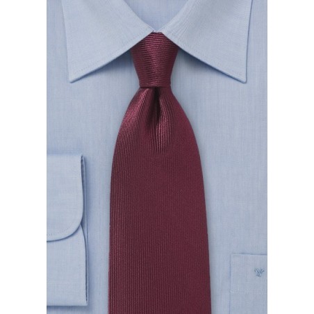 Vertical Ribbed Tie in Oxblood Red