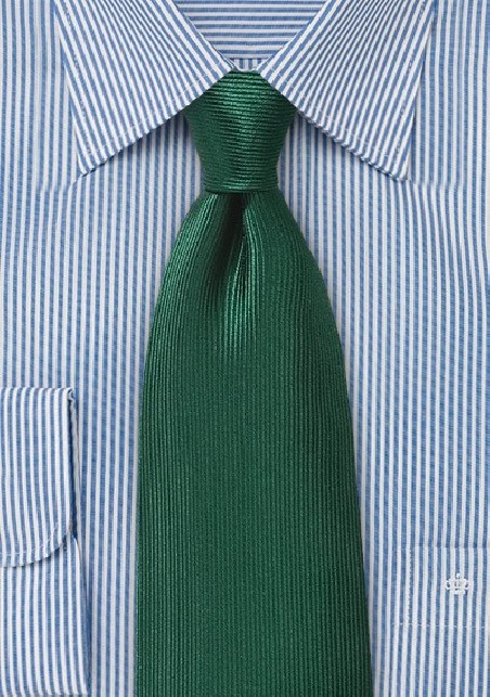 Hunter Green Silk Tie with Ribb Texture