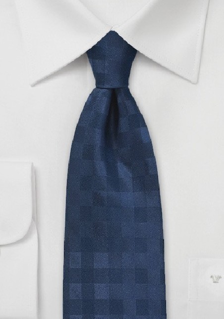 Monochromatic Gingham Tie in Dark Navy