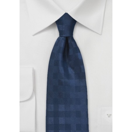 Monochromatic Gingham Tie in Dark Navy