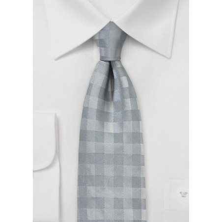 Silver and Gray Gingham Check Tie