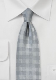 Silver and Gray Gingham Check Tie