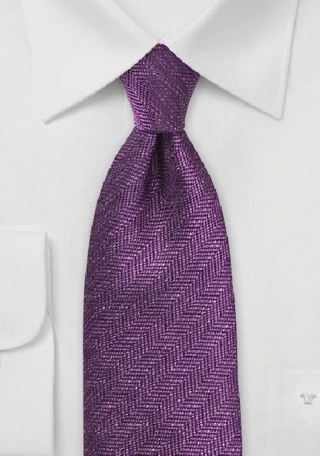 Wineberry Purple Tie with Herringbone Pattern