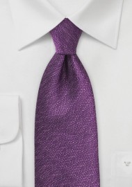 Wineberry Purple Tie with Herringbone Pattern