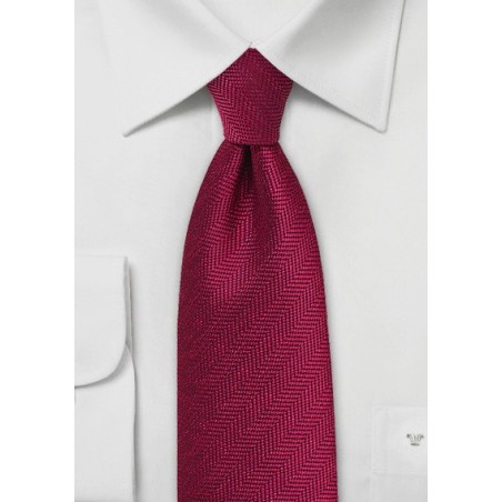 Herringbone Tie in Garnet Red