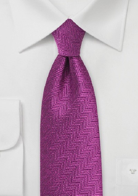 Boysenberry Purple Tie with Herringbone Weave