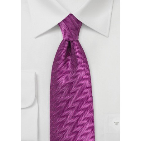 Boysenberry Purple Tie with Herringbone Weave