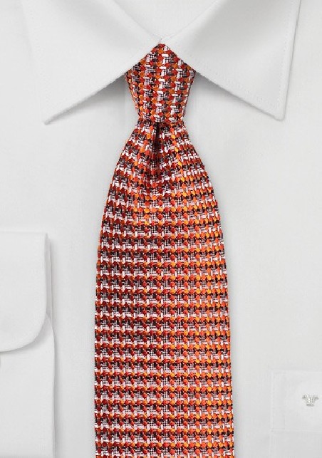 Retro Weave Tie in Burnt Orange