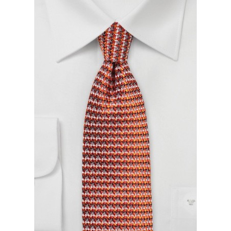 Retro Weave Tie in Burnt Orange