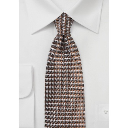 Retro Weave Necktie in Brown and Gray