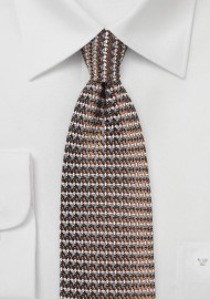 Retro Weave Necktie in Brown and Gray