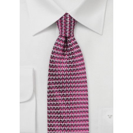 Retro Weave Tie in Magenta and Pink