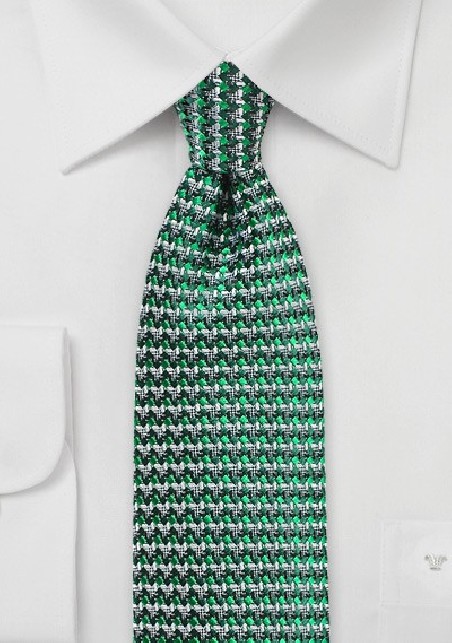 Retro Weave Tie in Green and Gray