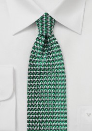 Retro Weave Tie in Green and Gray