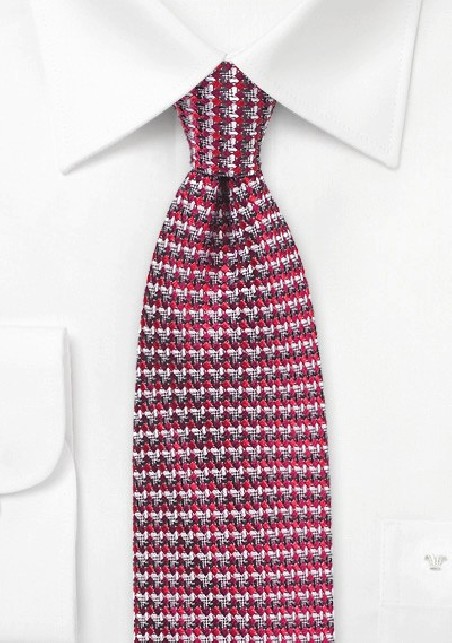 Retro Weave Tie in Red and Gray