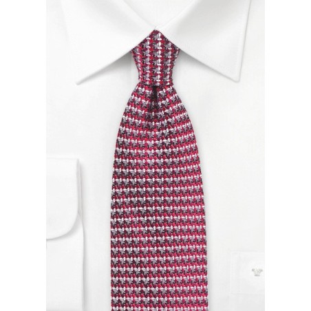 Retro Weave Tie in Red and Gray