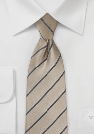 Latte Necktie with Taupe Stripes in XL