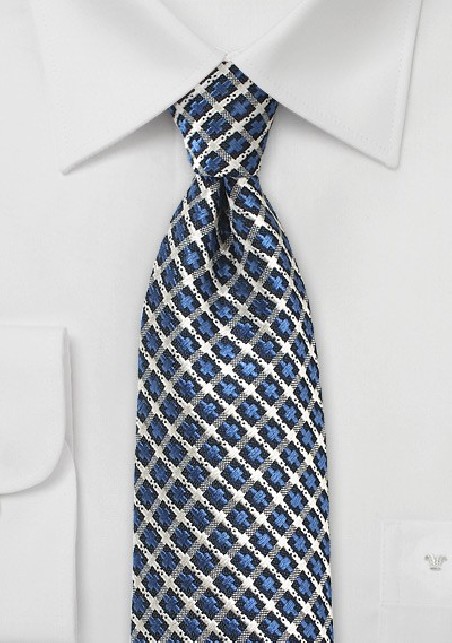 Retro Check Pattern in Blue and Gray