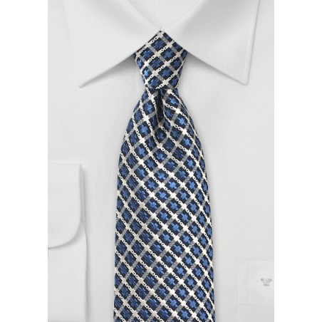 Retro Check Pattern in Blue and Gray
