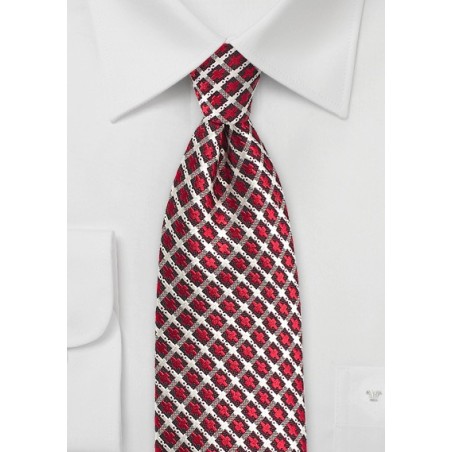 Retro Check Tie in Red, Gold, and Black