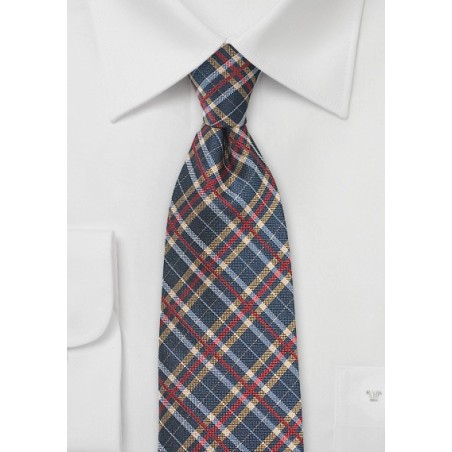 Tartan Plaid Tie in Blue, Red, Gold