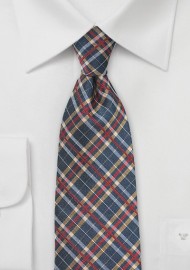 Tartan Plaid Tie in Blue, Red, Gold