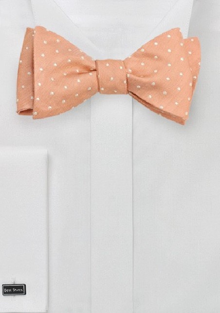 Peach Orange Polka Dotted Bow Tie