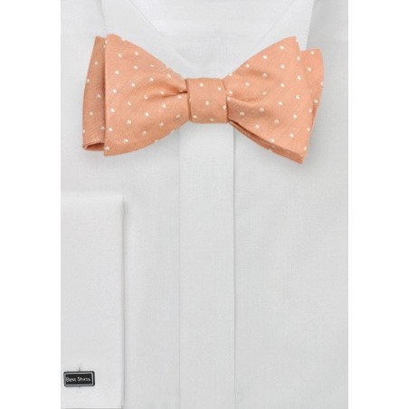 Peach Orange Polka Dotted Bow Tie