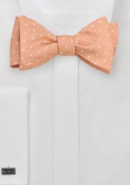Peach Orange Polka Dotted Bow Tie