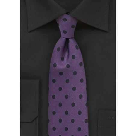 Grape Purple and Black Polka Dot Tie