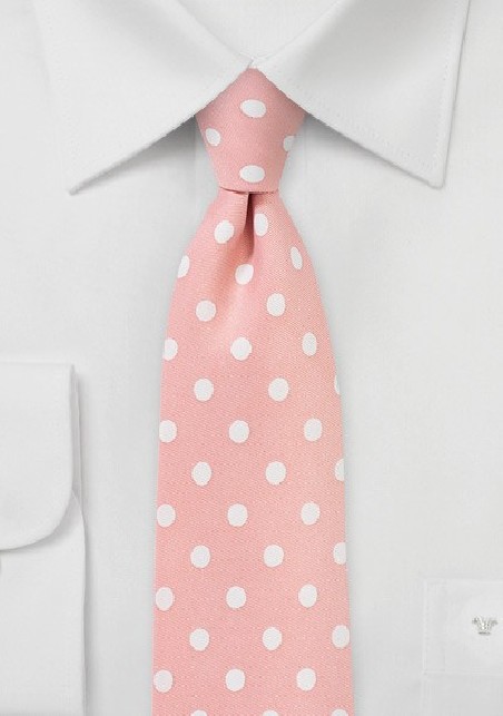Polka Dot Tie in Salmon Pink