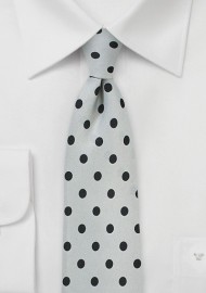 Dove Gray and Black Polka Dot Tie