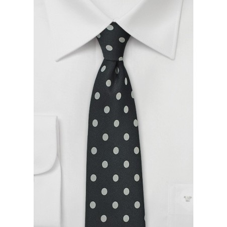 Elegant Black Tie with Silver Dots