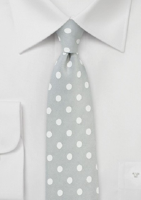 Silver and White Polka Dot Tie