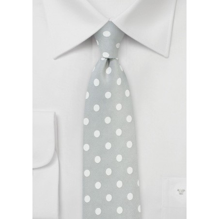 Silver and White Polka Dot Tie