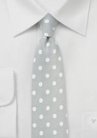 Silver and White Polka Dot Tie
