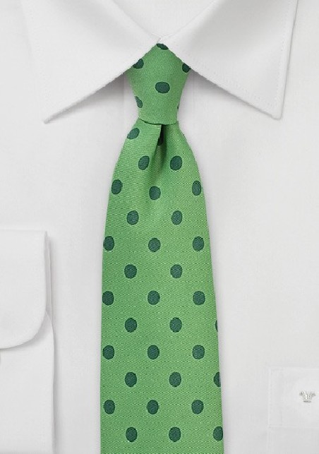 Grass Green Tie with Hunter Green Polka Dots
