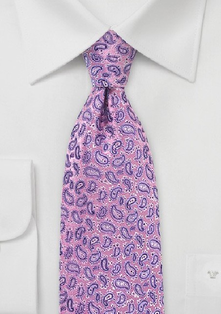 Paisley Silk Tie in Pink and Purple
