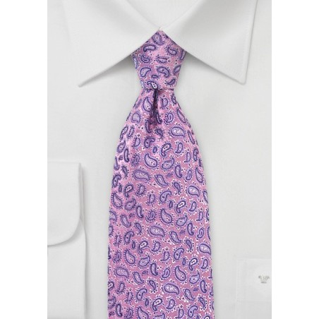 Paisley Silk Tie in Pink and Purple