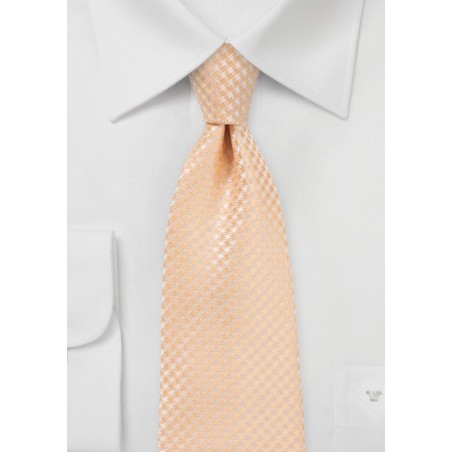 Textured Kids Length Tie in Soft Summer Peach