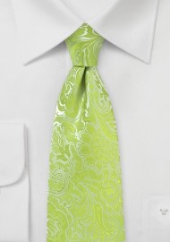 Lime Kids Tie with Paisley Print